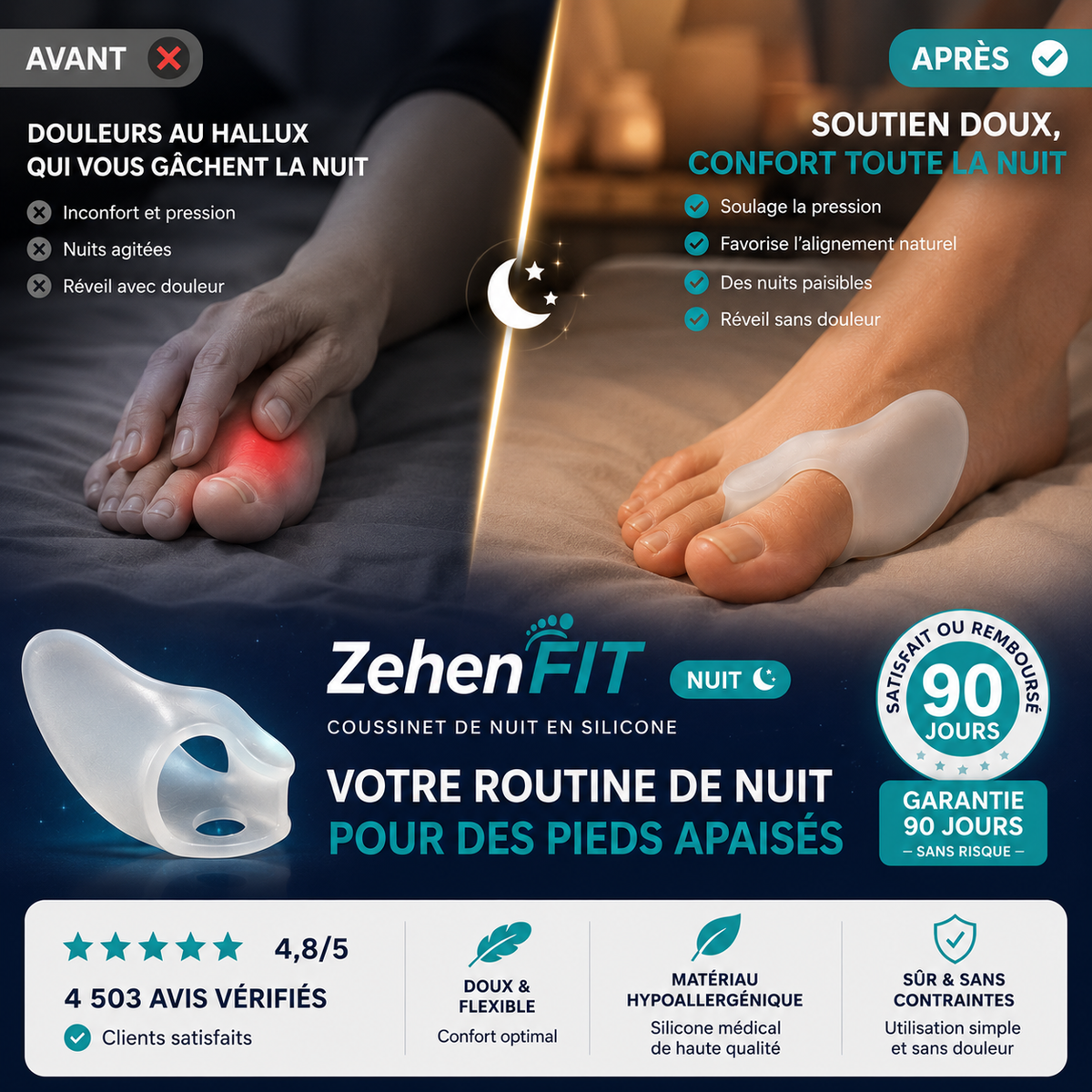 Écarteur d'orteils de nuit